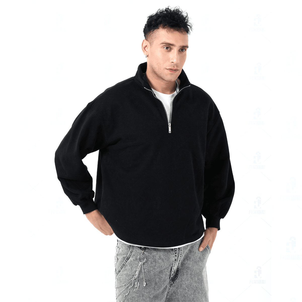 Blacknot Heavyweight Stand-Up Collar Half-Zip Sweatshirt