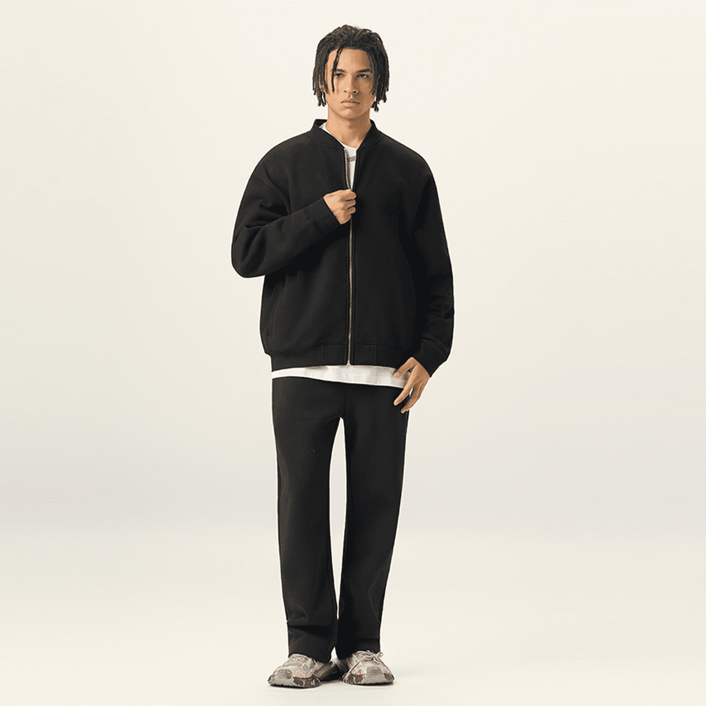 Blacknot Fleece Zip-Up Baseball Jacket
