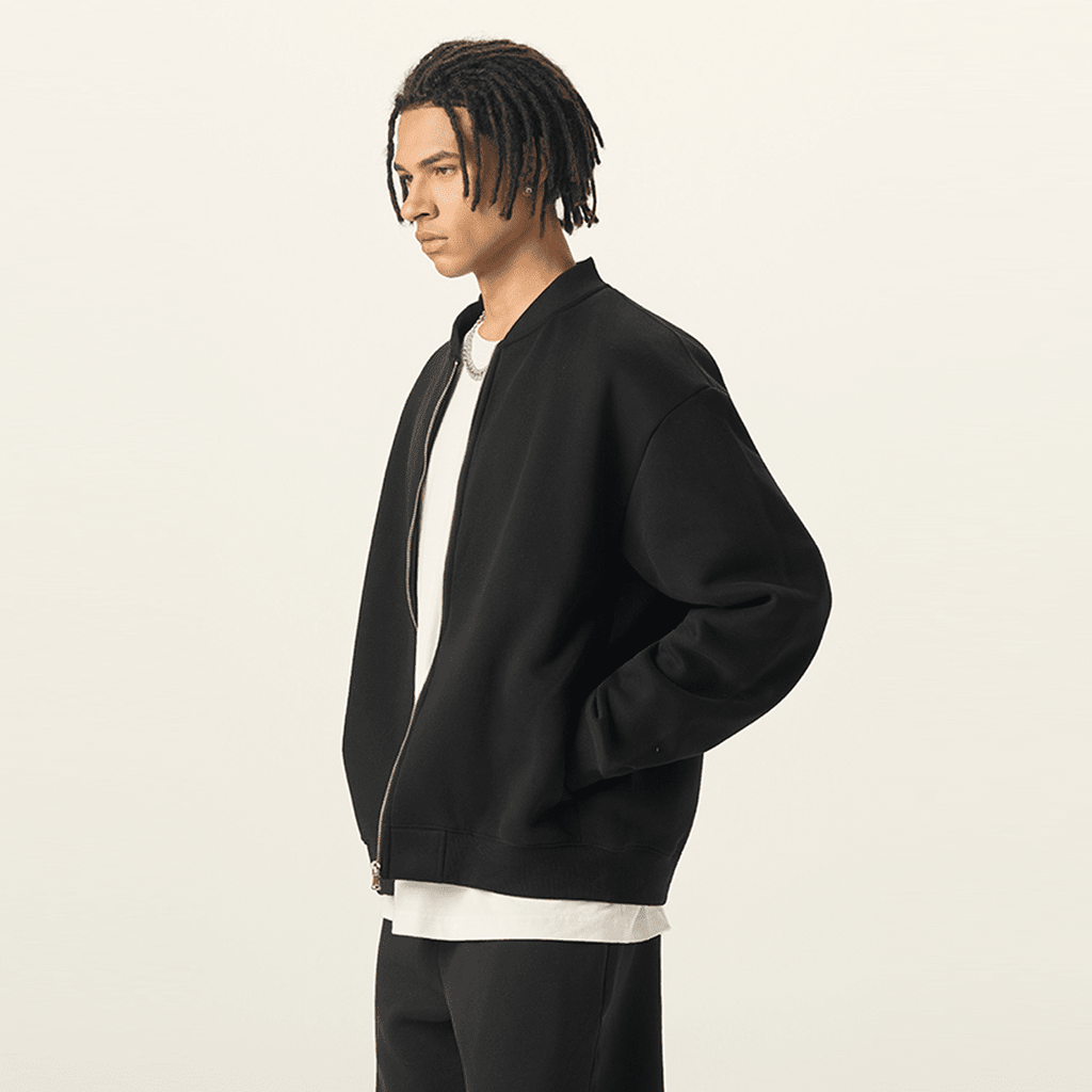 Blacknot Fleece Zip-Up Baseball Jacket