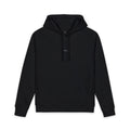 Minimal Black Hoodie — Small Center Script Logo Organic Side-Pocket Sweatshirt