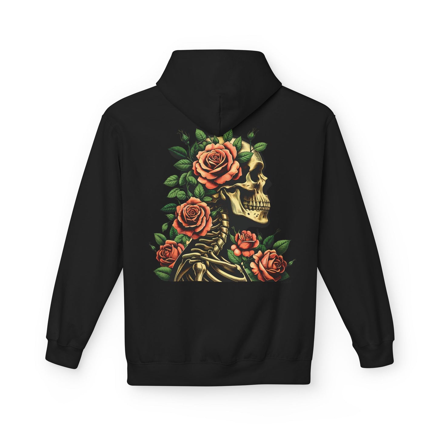 Skull with Roses - Midweight Softstyle Fleece Hoodie