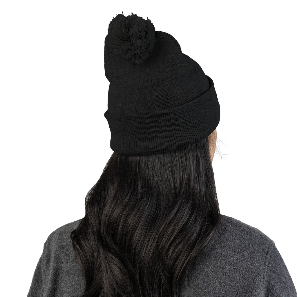 Embroidered Pom-Pom Beanie - Blacknot Cozy Hat