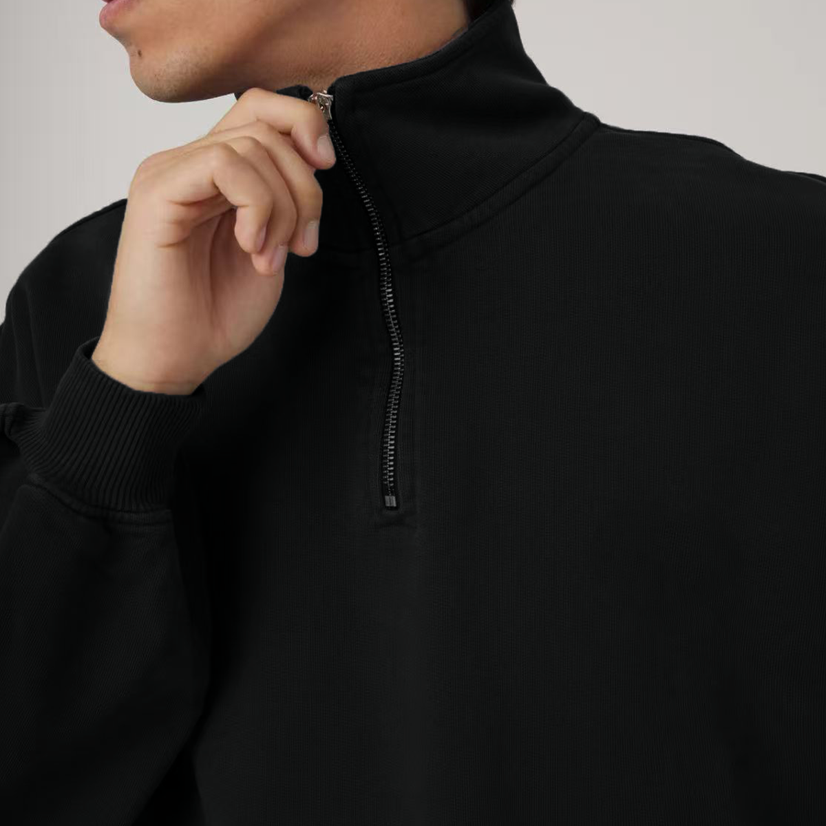 Blacknot Heavyweight Stand-Up Collar Half-Zip Sweatshirt
