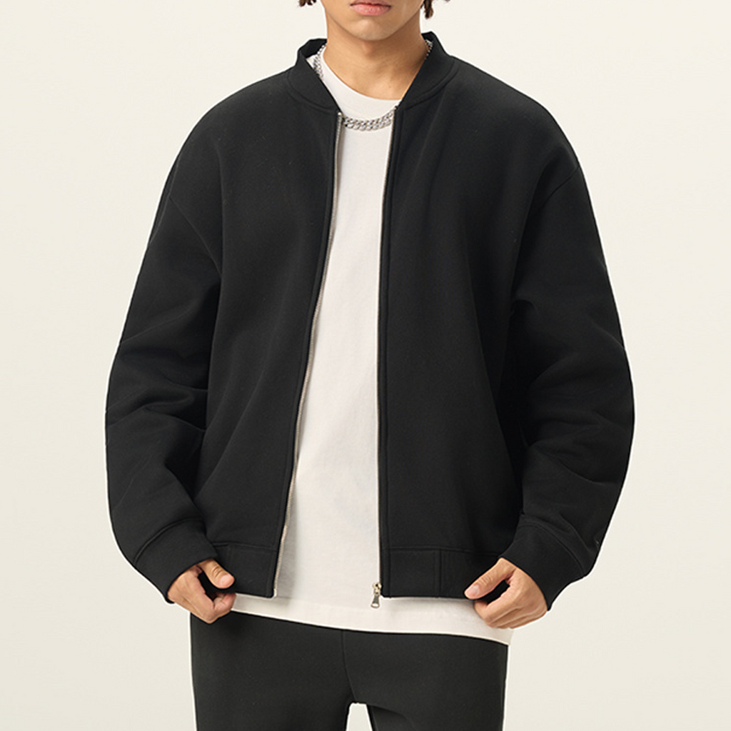 Blacknot Fleece Zip-Up Baseball Jacket