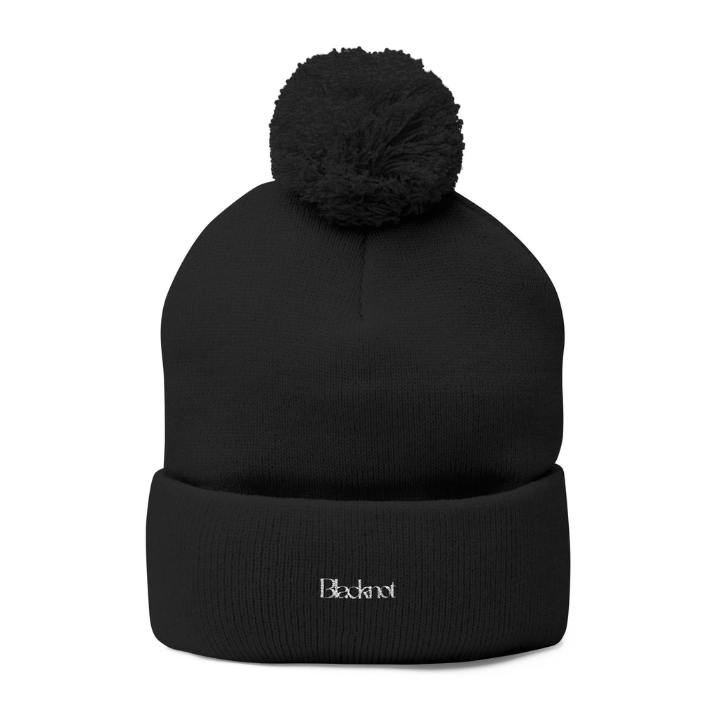 Embroidered Pom-Pom Beanie - Blacknot Cozy Hat