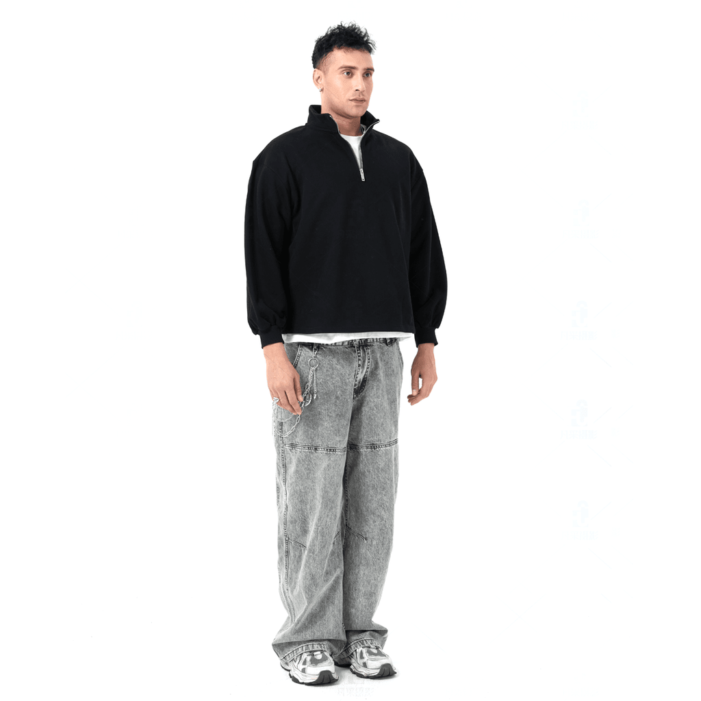 Blacknot Heavyweight Stand-Up Collar Half-Zip Sweatshirt