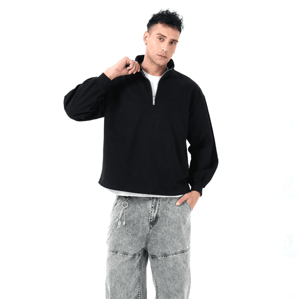 Blacknot Heavyweight Stand-Up Collar Half-Zip Sweatshirt