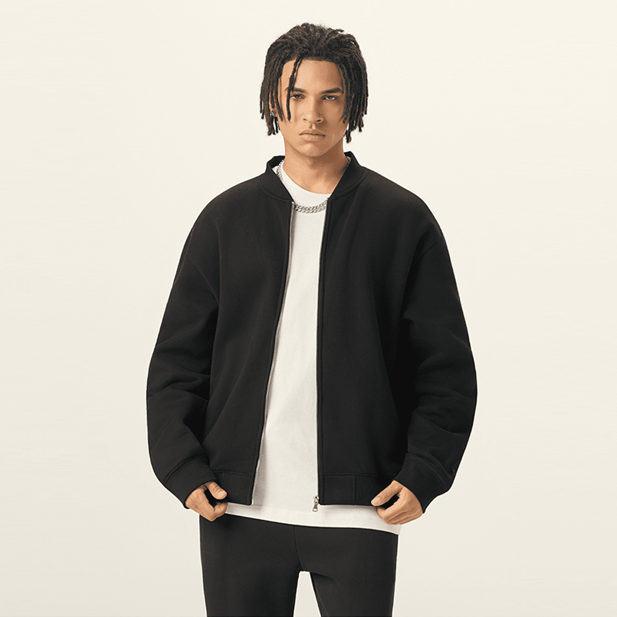 Blacknot Fleece Zip-Up Baseball Jacket