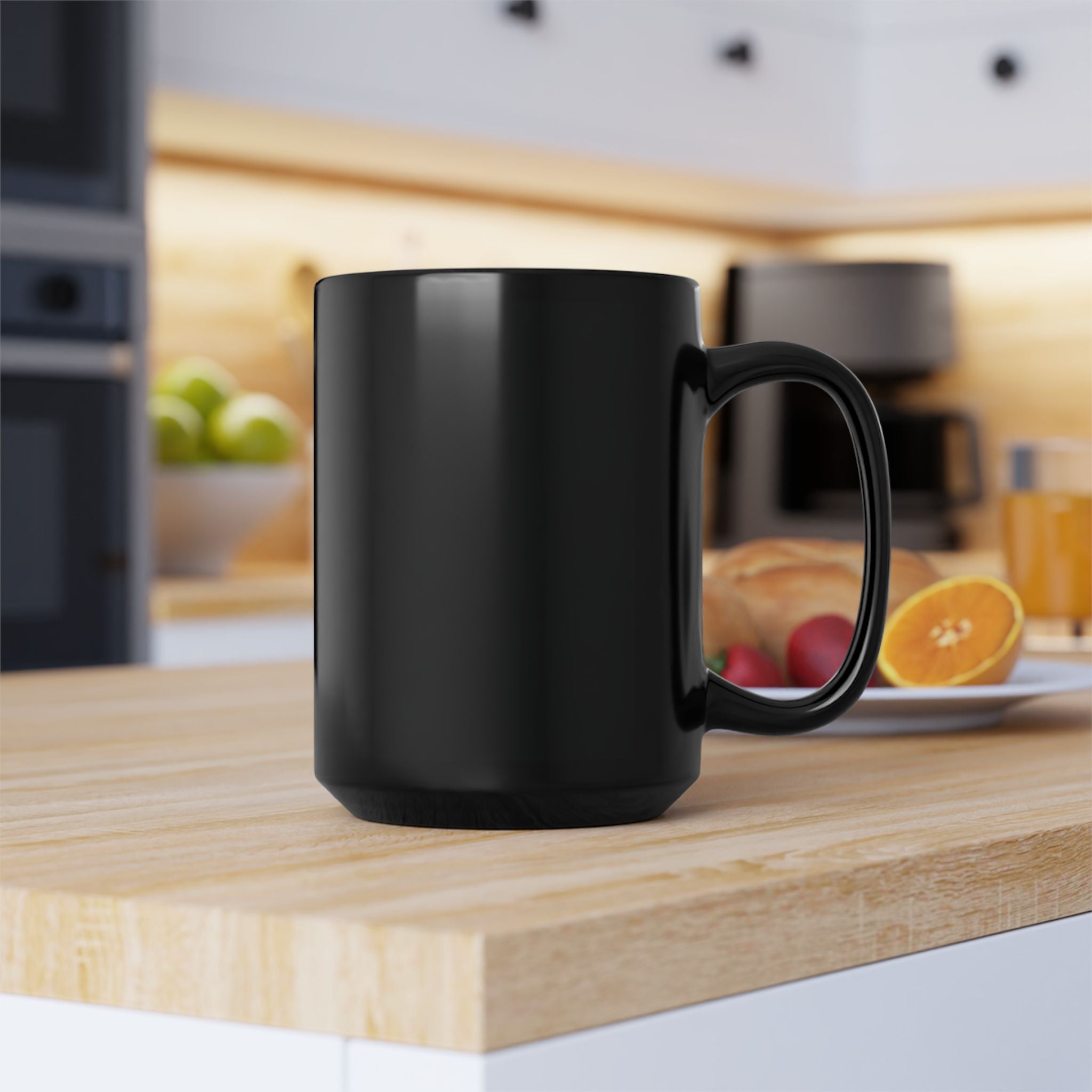 Black 15oz Ceramic Mug — Classic Coffee & Tea Cup